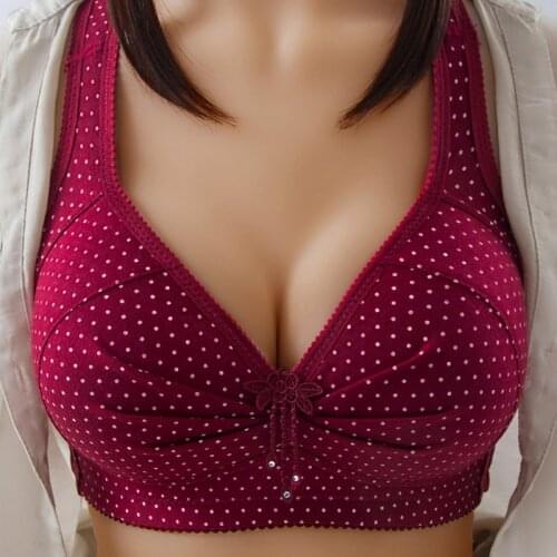 Women Back Buckle Cotton Bra Wire Free Plus Size Underwear Widened Shoulder Straps Brasieres Comfort Black Breast Cover Female