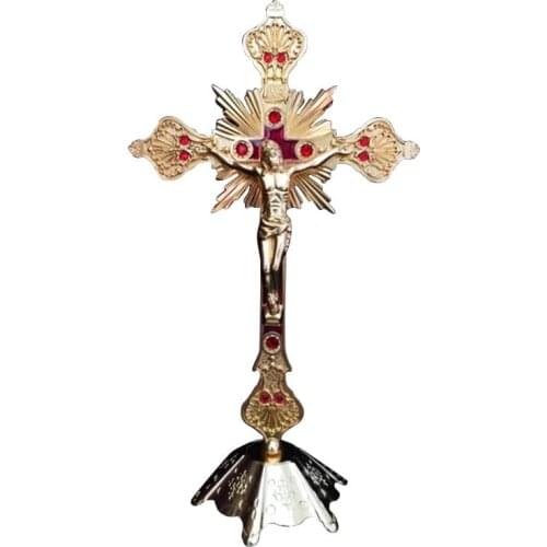 Church Relics Figurines Crucifix Jesus Christ Prayer on the Stand Cross Wall Antique Home Chapel Decoration