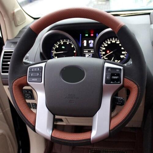 For Toyota Highlander Carola Camry Levin REIZ RAV4 Hand stitch steering wheel cover leather Anti-slip Firmly fit grip cover