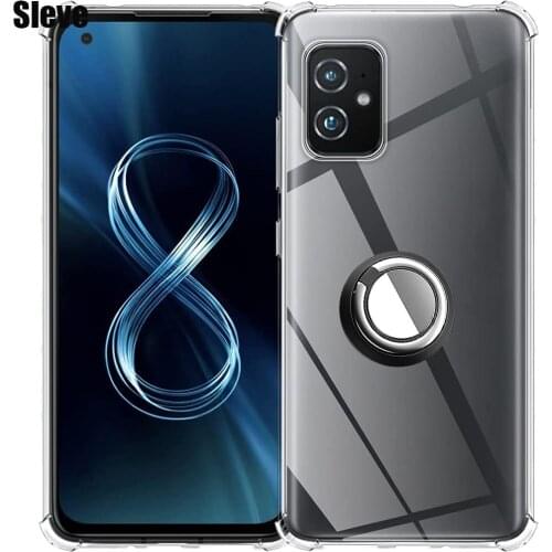 Ring Holder Case For Zenfone 8 ZS590KS Reinforced Corners Shockproof Soft TPU Airbag Cover For Asus Zenfone 8 Flip ZS672KS