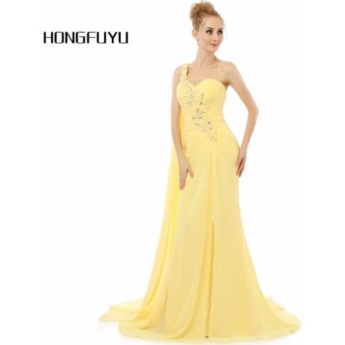 Cheap Yellow Long Chiffon Evening Dress Vestido De Festa Longo Evening Dresses 2019 Robe De Soiree Evening Dress z82205