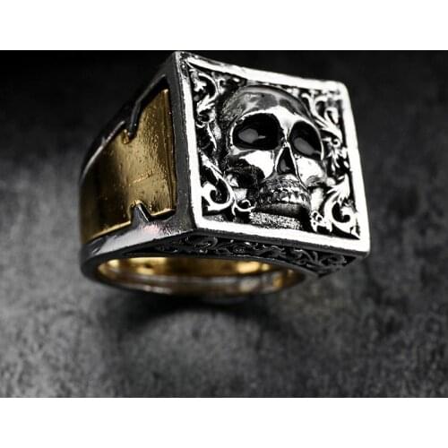 Design Punk Skull Ring Secret Compartment Memorial Cinerary Casket Coffin Gift Ring Hip Hop Jewelry Rings Daily Wear Accessory