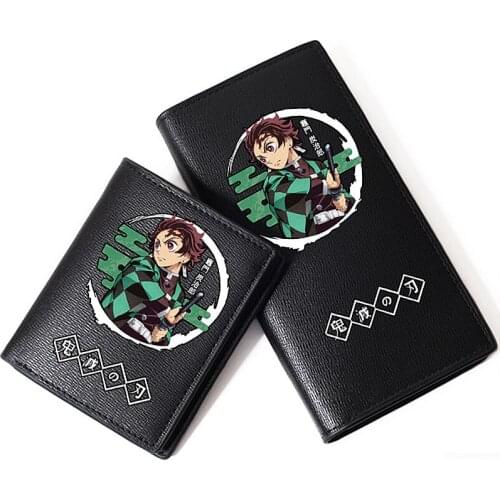 Demon Slayer: Kimetsu no Yaiba Print ID Card Holder PU Leather Short Wallet Anime Money Bag Kamado Tanjirou Long Coin Purse