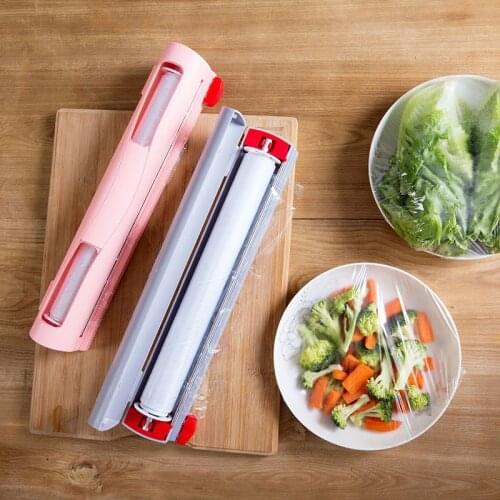 Newly Plastic Wrap Dispenser with Slide Cutter Reusable Foil & Sealing Film Cutter Kitchen Storage Accessory Adjustable LengthPu