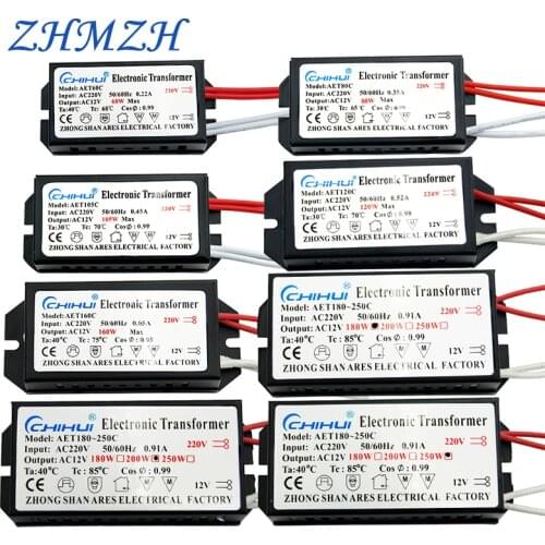 Chihui Electronic Transformer 60W 80W 105W 120W 160W 180W 200W 250W AC220V to 12V For Halogen lamp & Crystal Lamp G4 Light Beads