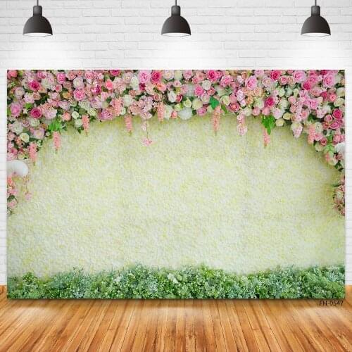 Photo Backdrops White Flower Yellow Floral Vinyl Cloth Background For Wedding Lovers Valentines Day Photocall Photography Props
