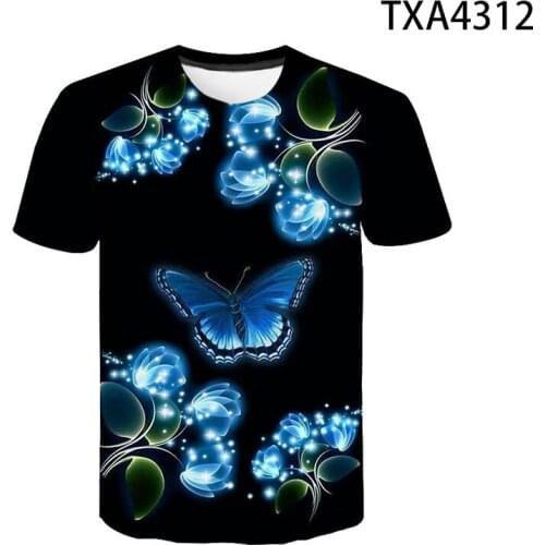 Summer Fashion Men Women Children T-shirt Short Sleeve Cool Animal Butterfly 3D T Shirt Insect Print Harajuku Boy Girl Tops Tees
