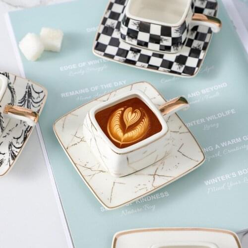 Turkey Espresso Cup With Dish Italy Ceramic Coffee Tea Mug Saucers Creative Kitchen Office Tableware Coffee Cups Drinkware