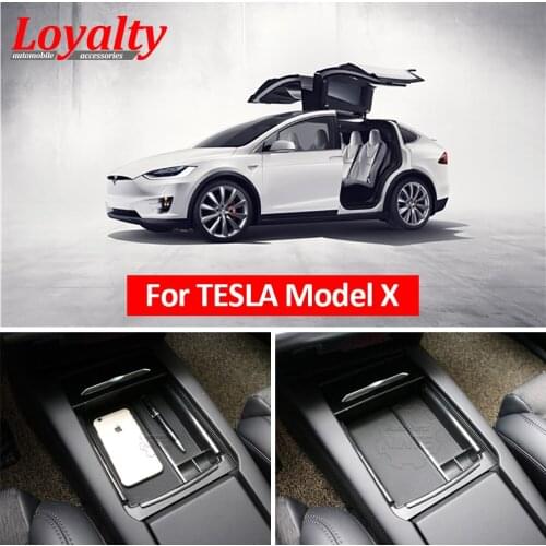 Loyalty ABS Chrome for Tesla Model X 2016 2017 2018 Center Armrest Tray Storage Glove Box Car Styling Auto Accessories