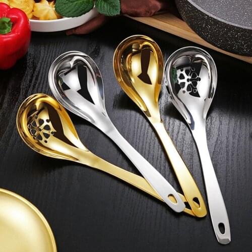 Smooth Surface Durable Anti-oxidation Soup Spoon 304 Stainless Steel Colander Spoon Non-slip Kitchen Accessories