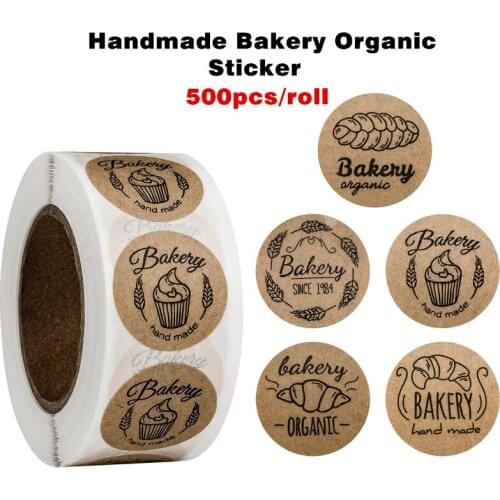 1Inch/2.5cm Round Kraft Handmade Bakery Organic Stickers Sealing Labels for Bread Cake Pastry Baking Package Decoration Sticker