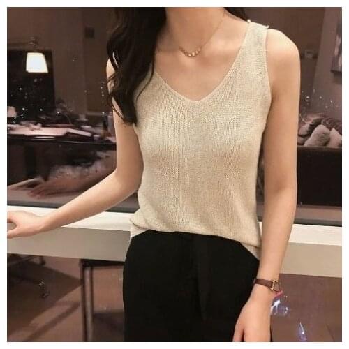 Charming Bright Silk Strap Top Loose Sleeveless Women Tank Tops Bust (65cm-120cm)