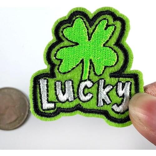 PGY Iron On Patches for Clothing Sticker Cartoon Dark Green Lucky Three Or Four Grass Lucky Back Rubber Embroidery Accessories