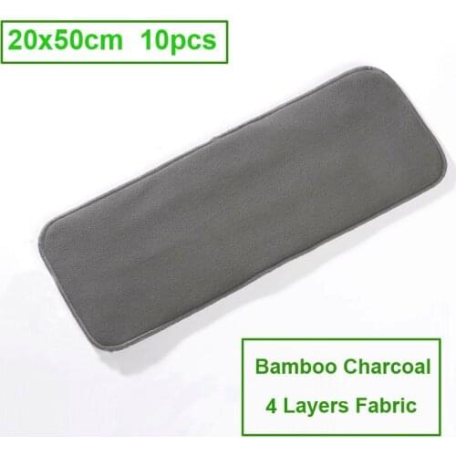 Washable 4Layers Baby Bamboo Charcoal Cloth Nappy Liner Super Absorbent Reusable Incontinence Adult Diaper Insert Pad 20x50cm