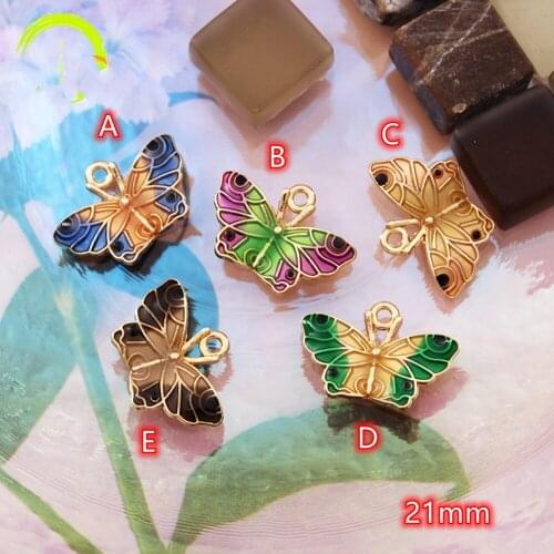 Charms for Jewelry making Colorful Beautiful Butterfly Charm Pendants 10pcs Gold Metal Charms Pendants Earrings Findings