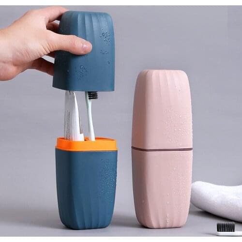 Portable Toothbrush Storage Cup Household Bathroom Toothpaste Container Box Outdoor Camping Travel Teeth Brushing Organizer