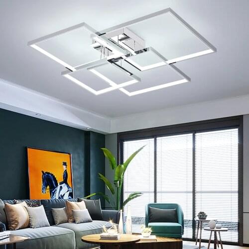 New Square Modern led Chandelier for living room bedroom study room Gold/Chrome Plated 90-260V Ceiling Chandelier Fixtures
