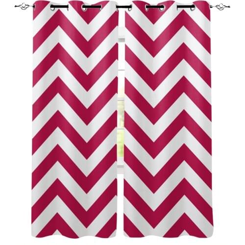 Simple Modern Geometric Stripes Ripple Red White Curtains For Kitchen Bedroom Window Treatment Curtains for Living Room Drape