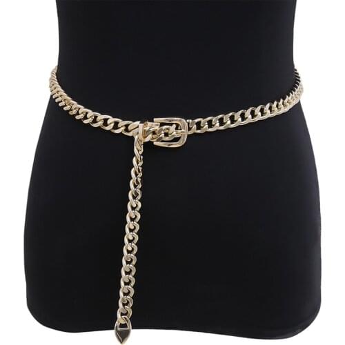 Women Metal Chain Belt Punk Hip Hop Gold Silver Waist Straps For Jeans Trousers Casual Girls Waistband