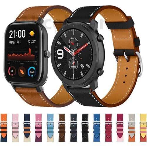 Top Layer Genuine Leather Watchband for Amazfit GTR 47mm 42mm Quick Release Watch Band For Amazfit GTS/ Bip Lite Strap Wristband