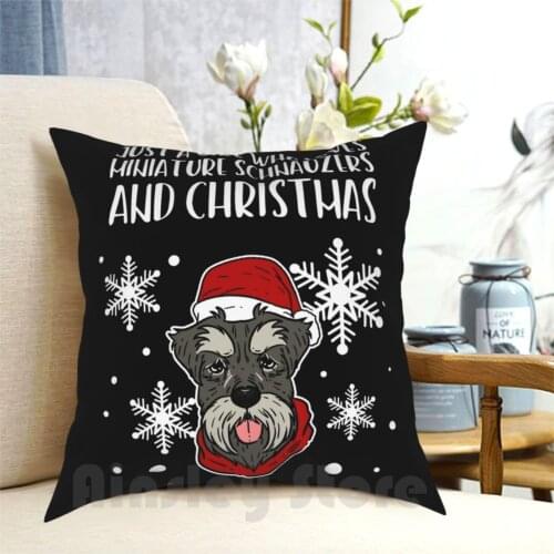 Schnauzer Minature Dog Christmas Santa Girl Gift Pillow Case Printed Home Soft Throw Pillow Schnauzer Minature Schnauzer