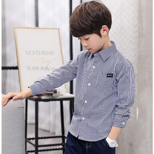 Boy shirt long sleeve striped coat