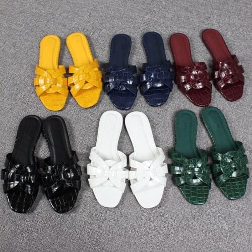 Slippers Casual Shoes Slides Big Size Luxury Soft Flat Rome Basic Fashion Rubber PU Big Size Shoes Ladies' Slippers Luxury Slide