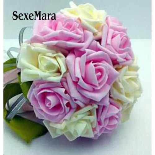 Wedding Flowers Wedding Bouquets artificial pearl beads brooch pink silk flower bridal bride kids Small wedding bouquet