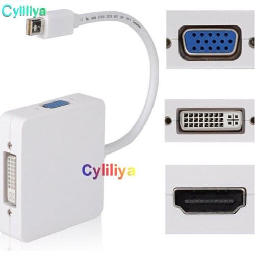 Universal 3 in 1 Mini DP Displayport Thunderbolt MDP Male to HDMI DVI VGA Female Adapter for MacBook Pro Retina MINI 11 13
