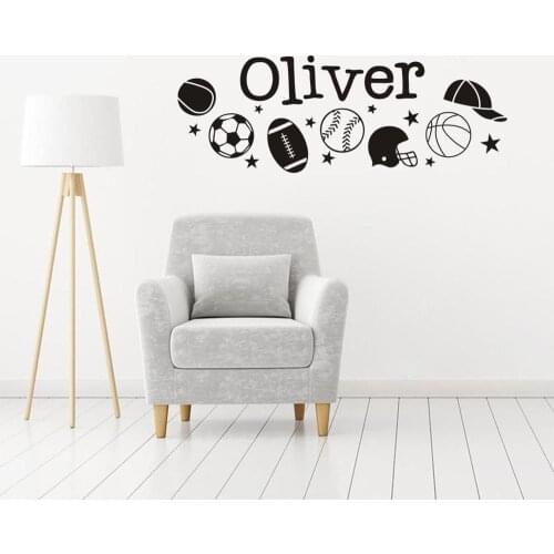 Makeyes Personalized Names Wall Stickers Sports Ball Soccer Wall Decal Boys Bedroom Custom Name Wall Decor Vinyl Wall Mural Q202