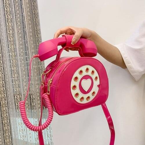 Women Telephone Shaped PU Leather Shoulder Crossbody Bag Handbag Satchel Purse 20CA