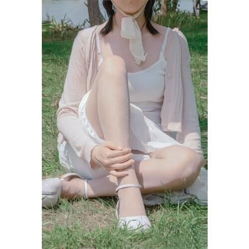 Women Socks Tulle Japanese Dream Princess Ultra-Thin Bright Silk Pantyhose Girl Heart Moonlight Gray Lolita Stockings