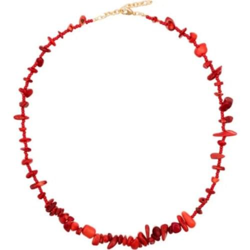 Colgantes wicca bohemian boho bijoux femme Reef Necklace seashell bead red coral bead necklace women collares de moda 2020