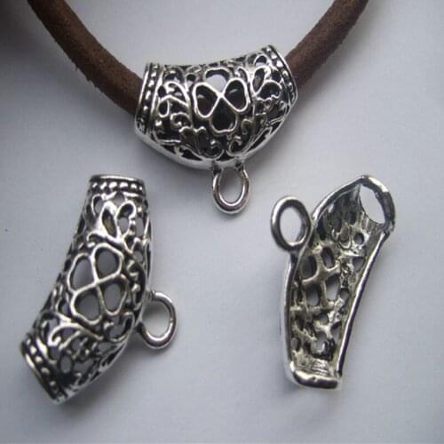 10Pcs Antique Silver Color Flower Scarf Bailor Charm Pendant Connectors 5mm Hole