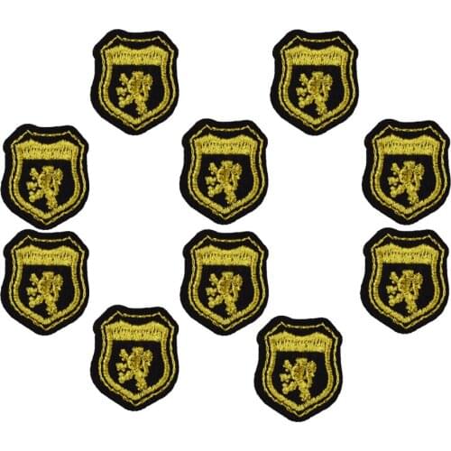 10PCS Clothing Patches Golden Embroidery Badge Applique Iron on Patch Sewing Accessories DIY Stickers on Clothes Jacket Coat Bag