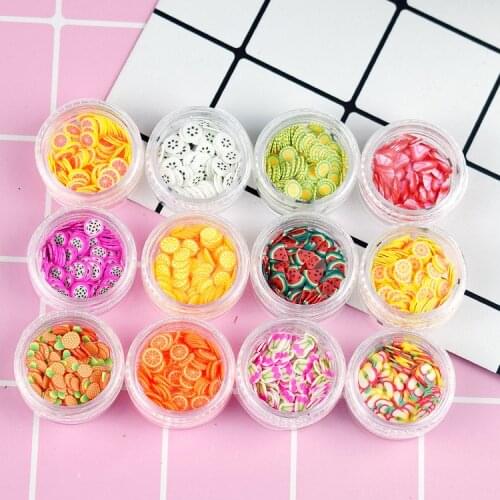 12 Types/Set Fruit Slices Slime Filler Fruit Nails Art Decoration Kids slime DIY Accessories Supplies Toys