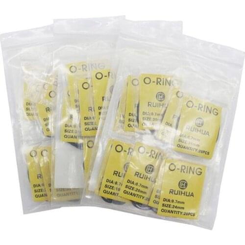 200pcs Watch Back Case Cover Gasket O-Ring Rubber Seal Waterproof Washers Watch Repair Accessories 0.5/0.6/0.7mm