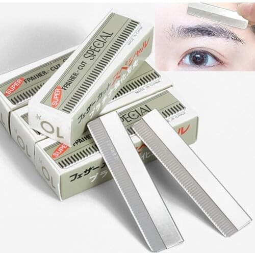 50pcs/lot Stainless Steel Eyebrow Trimmer Razor Blade Microblading Eyebrow Knife for Permanent Makeup Brow Tattoo Beauty Tool