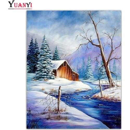 Full Round Diamond Mosaic winter Snow Landscape Full Square Diamond Embroidery 5D DIY Diamond Painting Cross Stitch Home Decor