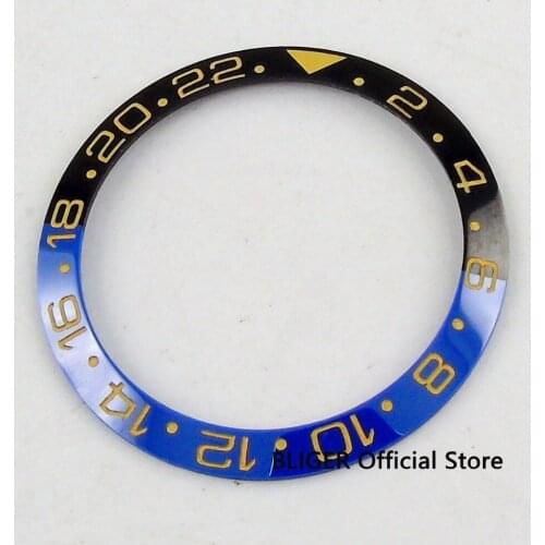 BLIGER 38mm Blue Black Ceramic Watch Bezel Insert Fit 40mm Sub/GMT Automatic Movement Mens Watch