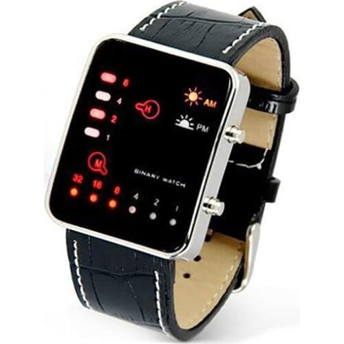 Luxury watch Digital simple WristWatches Mens Fashion Red Sports Digital LED Display Black Faux Leather Strap Wrist Watch 2021