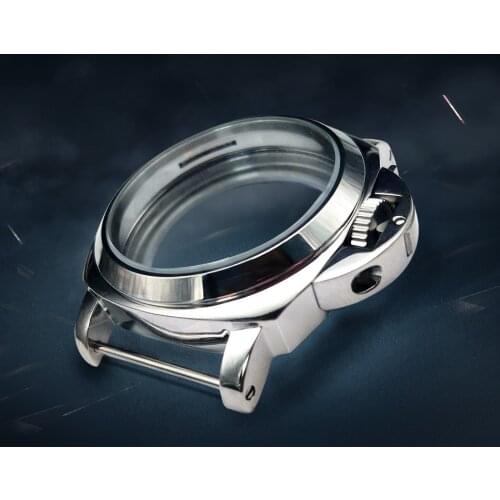 PAM 45mm Stainless Steel Watch Case Fit Seagull ST36 ETA 6497/6498 Manual Winding Mechanical Movement Polished Case Repair Parts