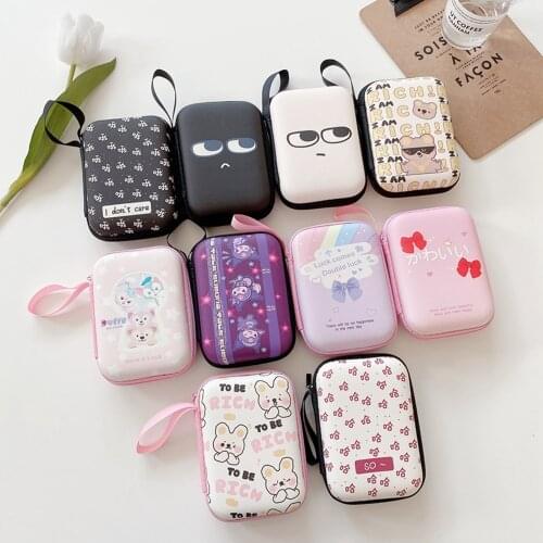 Earphone Case Box Storage Bag Cartoon big Zipper Hard Headphone Case Protective USB Cable Organizer Portable Earbud Accessories