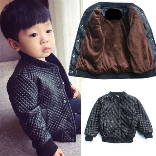 Kids boy autumn and winter pu leather coat Children Jackets for Baby Boys Outerwear Childrens Warm Fashion Coat