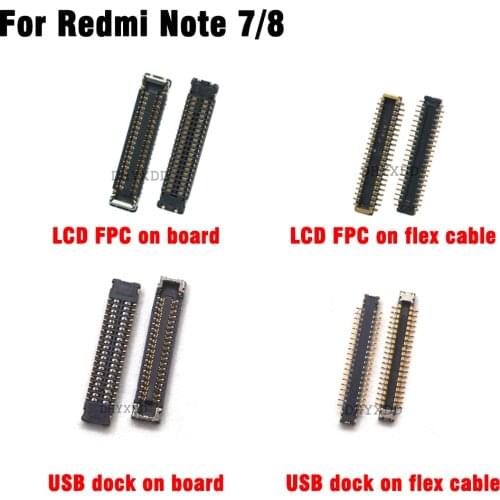 2pcs LCD Display FPC Connector USB Charging Dock Port on Mainboard/Cable For Xiaomi Redmi note 7 note 8/ note 7 pro note 8 pro