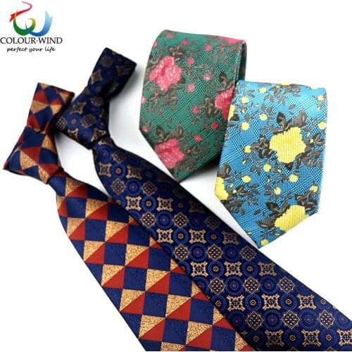 Formal Fashion Ties For Men Polyester 7.5cm Neck Tie Navy Hanky Ties Sets Suit Printed Wedding Party Gravata