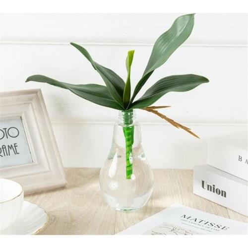 Artificial Plant PU Butterfly Orchid Simulation Plant Fake Leaf Plant Plastic Flowers For Wedding Home Garden Dacor Green Leaf
