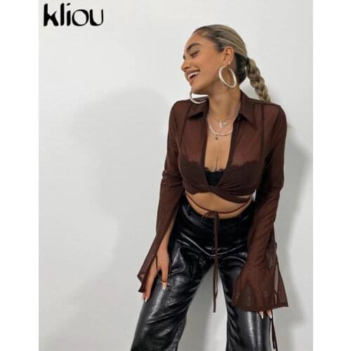 Женские футболки-поло с длинным рукавом Kliou China At AliExpress