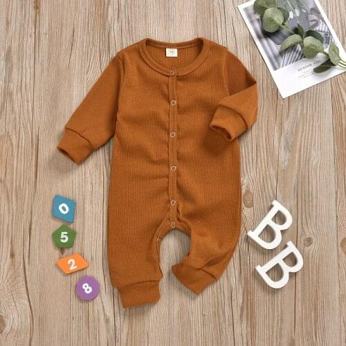 Baby Boys Girls Romper Cotton Long Sleeve Solid Color Jumpsuit Infant Clothing Autumn Newborn Baby Clothes