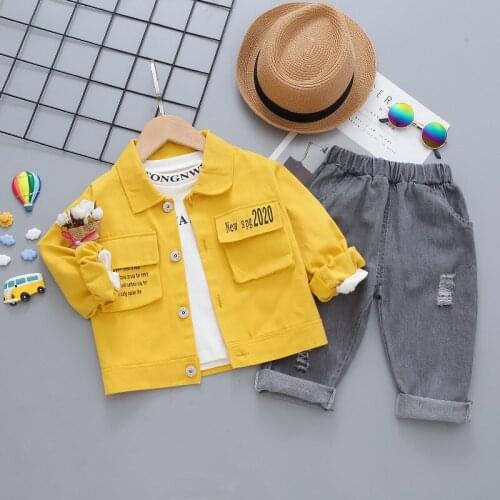 Jchao Kids Spring Autumn Boys Clothing Sets Cotton letters Baby Boy Clothes Sets 3Pcs Coat + Shirt + Pants Toddler Clothes Suit